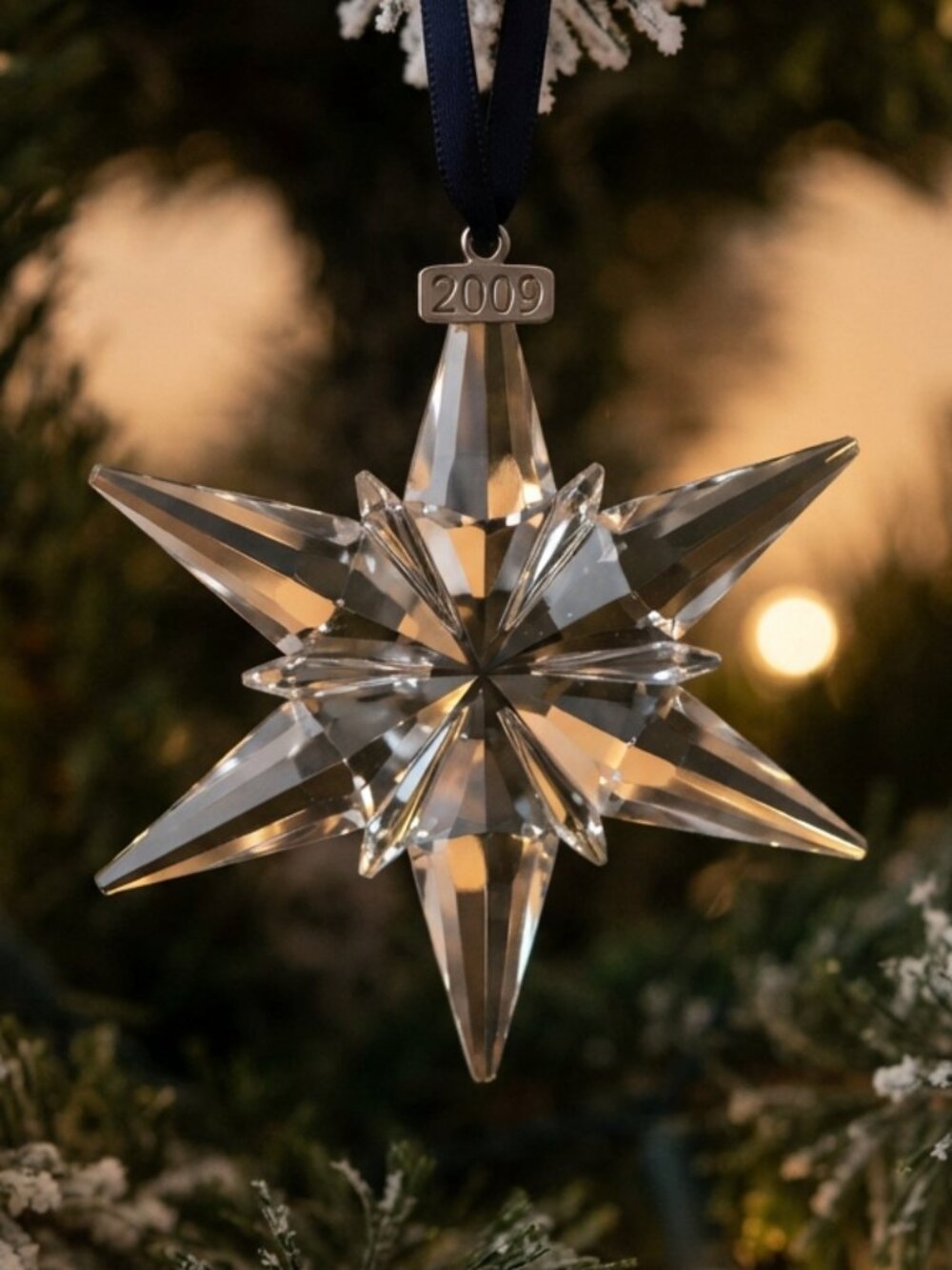 Swarovski 2009 Crystal Snowflake Star Christmas Tree Ornament with Box & cert